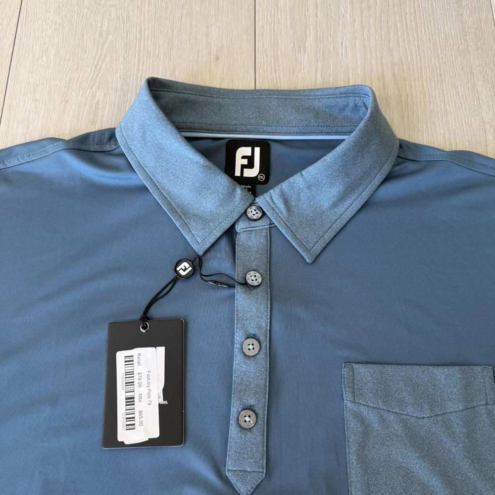 FootJoy FJ Golf Polo Shirt Men's Size 2XL XXL Color Ink #29594 Tonal Trim NWT